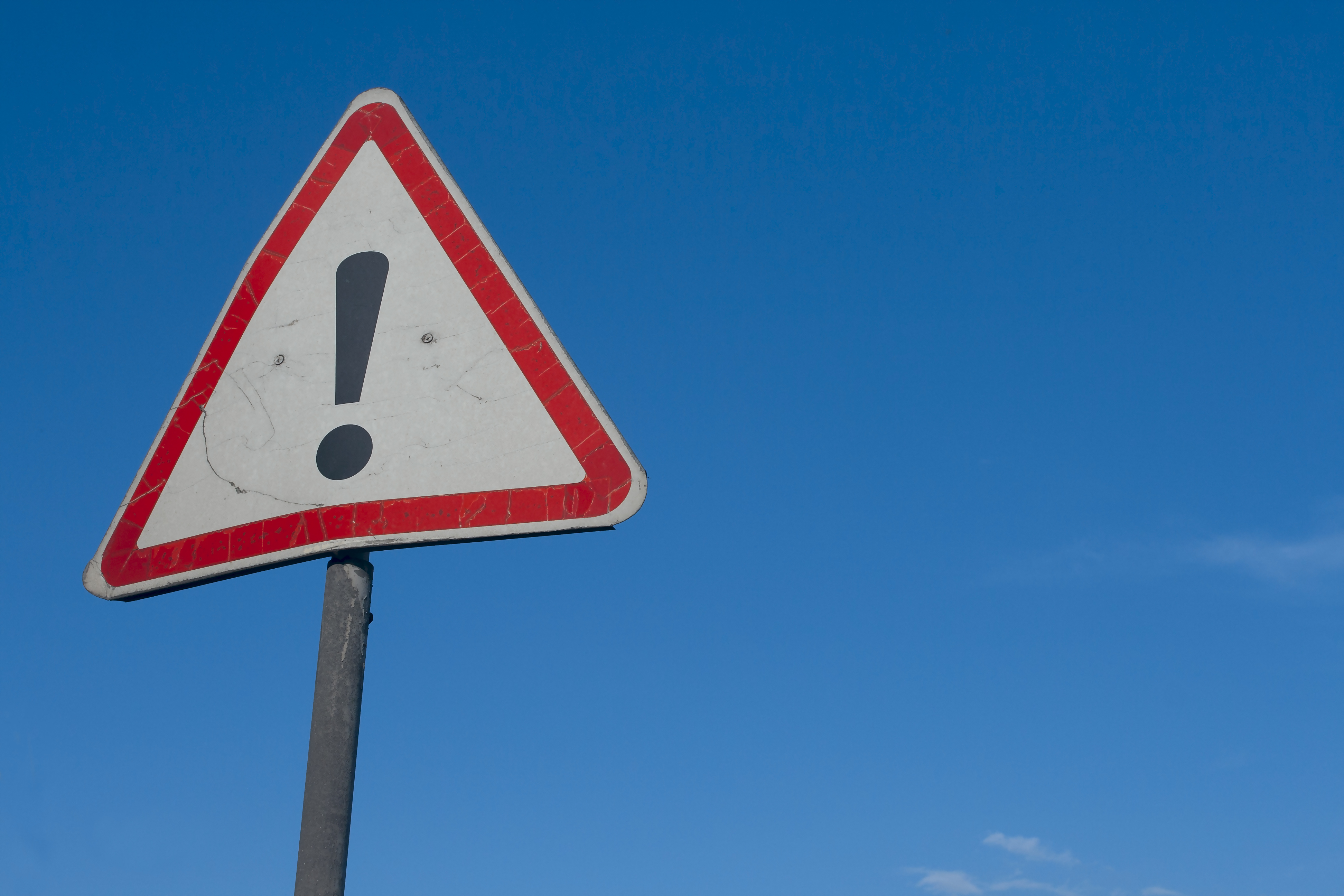 Warning sign with exclamation point